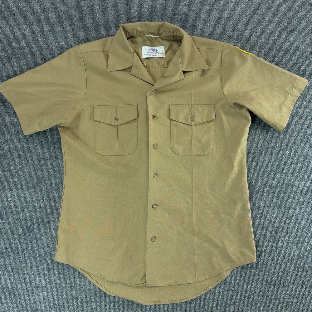DSCP Quarterdeck Collection Navy JROTC Khaki Uniform Shirt Short Sleeve Tan